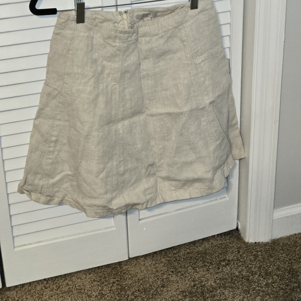 LOFT Womens 4 Petite Tan A-Line Linen Skirt